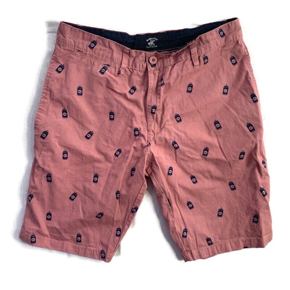Beverely Hills Polo Club Beer Cans Pink Chino Shorts